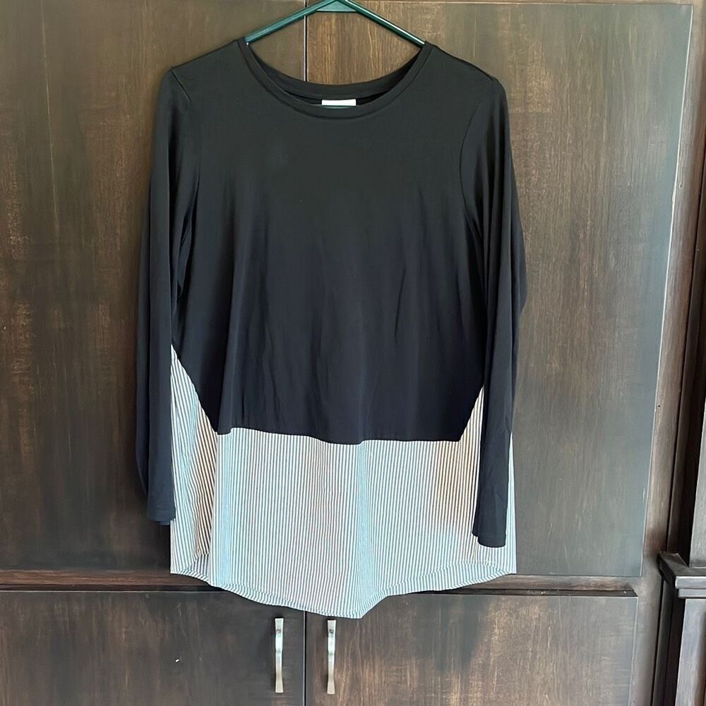 J. Jill Mixed Media Long Sleeve Top Blouse Medium‎
